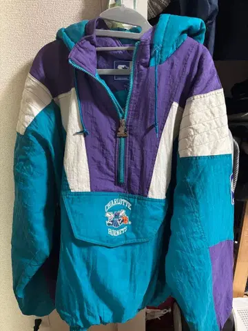 [ 90's STARTER ] NBA 호넷츠 충전솜 나일론 오버