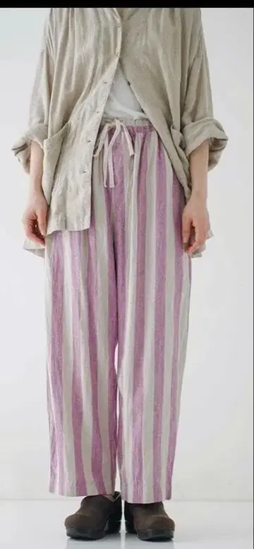 nest Robe 린넨 실크 스트라이프 이지 팬츠