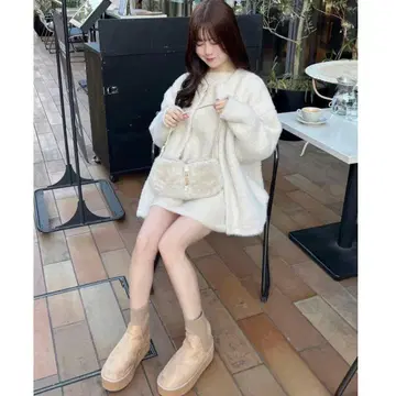 SNIDEL 라쿤 미니 니트 원피스 PINK