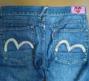 [ 레어 ] 에비수진스 EVISU 데님 갈매기 레인보우 스티치