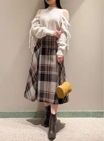 스나이델 snidel 로빙 체크 미디 스커트 GRY 사이즈 0