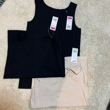 KIREILABO 탱크탑 2색 3매 세트 (블랙 2매, 베이지 1매)