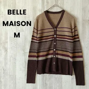 BELLE MAISON 벨메종 V넥 리브 보더 가디건 M