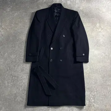 [ vintage ] 롱 체스터 코트 다크 네이비 벨트 포함