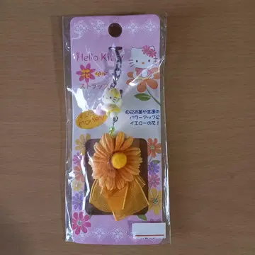 헬로키티 꽃 꽃풍수 스트랩 오렌지