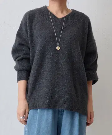비어즐리 V넥 라메 풀오버