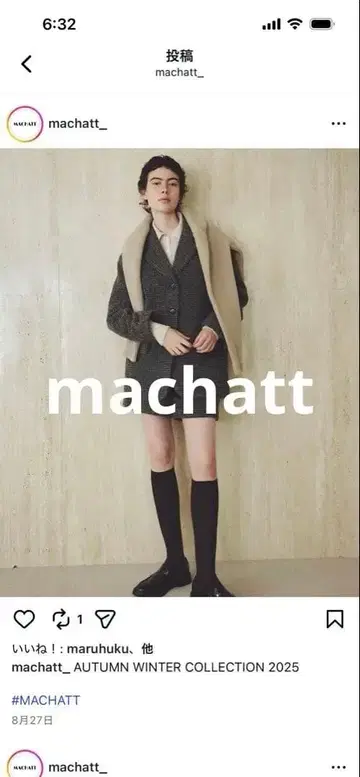 마차트 machatt 울 테일러드 자켓 체크 무늬 완판