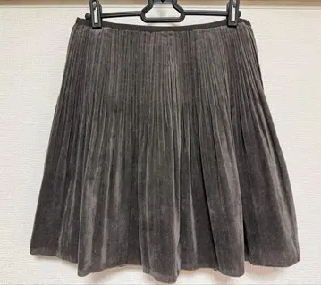 언타이틀 코듀로이 그레이 플리츠 스커트 M