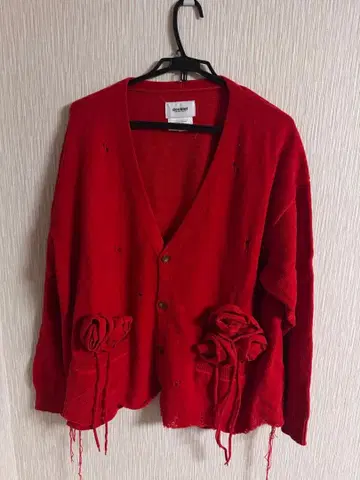 doublet 플라워 코사지 가디건 빨간색