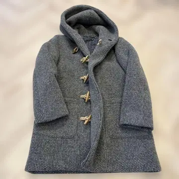 그레이 니트 더플 코트 후드 부착