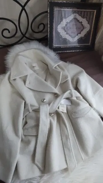 mideal 스즈키 아이리 착 울 혼방 샤기 미들 코트