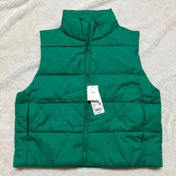 택 포함 새상품 유니클로 웜 패디드 그린 베스트 여성용 L 사이즈