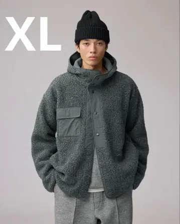보아 플리스 스냅 후드티 ENGINEERED GARMENTS XL 그레이