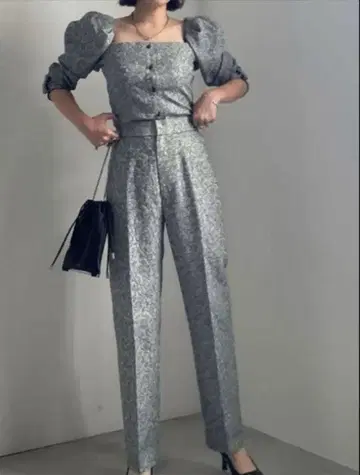 AMERI 꽃무늬 자카드 팬츠 셋업