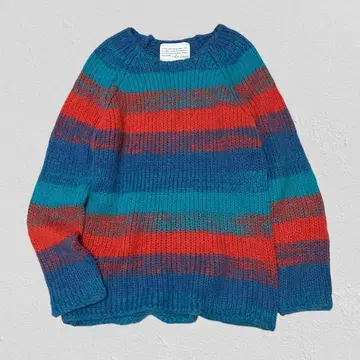 La leia 멀티 보더 니트 스웨터 샤기 알파카 M