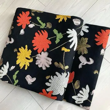 앤티크 나고야 오비 새상품급 짜임 꽃 무늬 고급 No.77-25