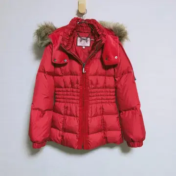 JUICY COUTURE 레드 다운 자켓 퍼 포함