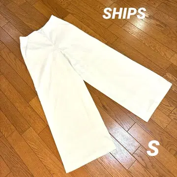SHIPS 화이트 코듀로이 와이드 팬츠 S 사이즈