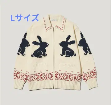 새상품 L 사이즈 GU 토끼 풀 집업 니트