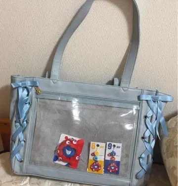 라이트 블루 메쉬 포켓 백