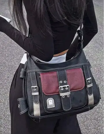 y2k 그런지 숄더백 블랙/레드