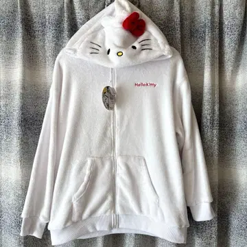 플리스 후드티 자켓 상의 헬로키티 산리오 후드 부착