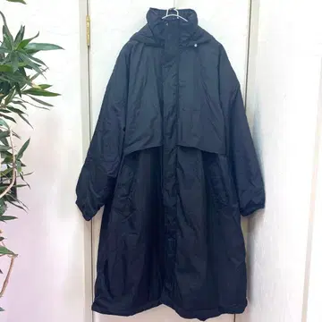 Thevon 제본 후드 롱 코트 나일론 롱 코트