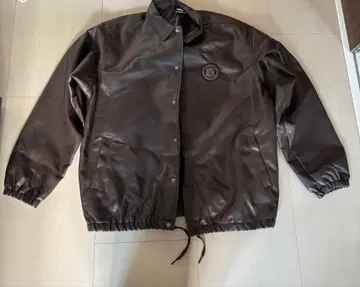 브라운 합성 피혁 자켓