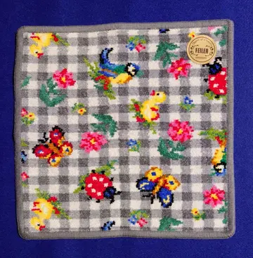 FEILER 하이 체크 그레이 손수건 레어품 귀중품