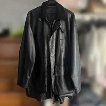 가죽 오버사이즈 자켓 블랙 센스 오브 플레이스