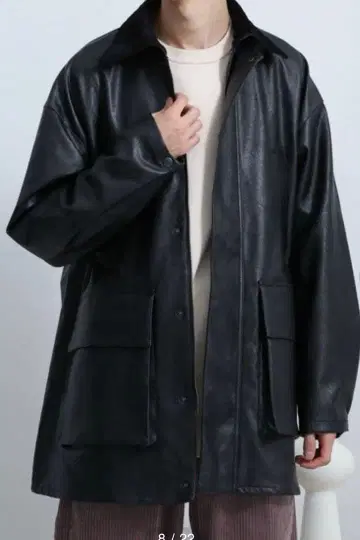 SENSE OF PLACE 인조 가죽 헌팅 자켓