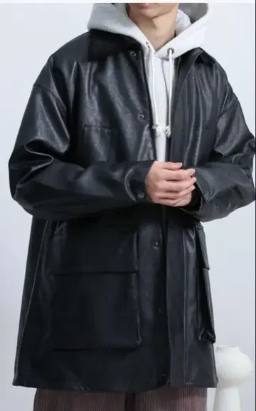 SENSEOFPLACE 어반 리서치 인조 가죽 헌팅 자켓