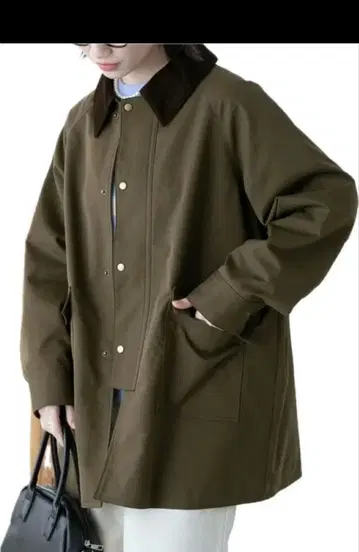 ONLECILL 래글런 슬리브 옷깃 코듀로이 오버 헌팅