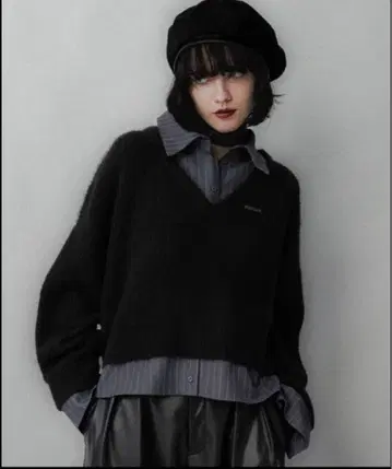 니트 스웨터 셔츠 도킹 V넥 니트 (HARE) 여성용