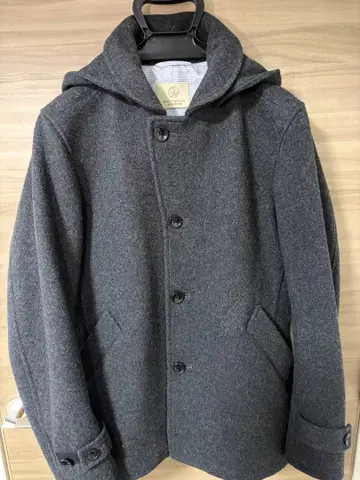 울 후드 부착 자켓 그레이