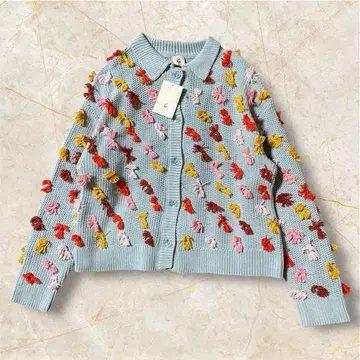 6(ROKU) BEAUTY&YOUTH 리본 니트 가디건 스카이블루