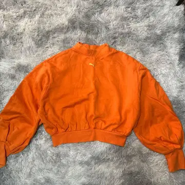 PUMA 오렌지 하이넥 크롭 맨투맨 M