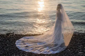 롱 웨딩 베일 레이스 트리밍 포함