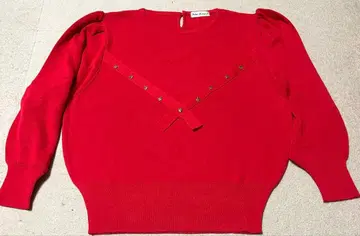 미사용 쇼와 레트로 빨간색 니트 스웨터 LL