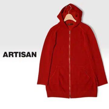 J419@ ARTISAN 캐시미어 100 후드 부착 지퍼 가디건