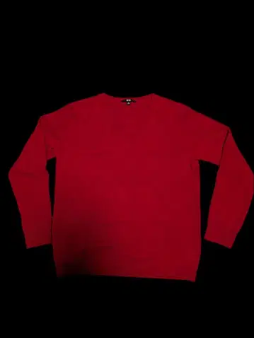 유니클로 캐시미어 빨간색 V넥 긴팔 니트 스웨터 XL