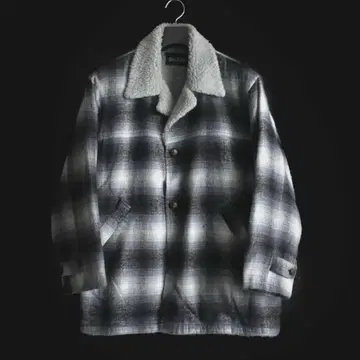 90s 빈티지 옴브레 보아 체크 코트
