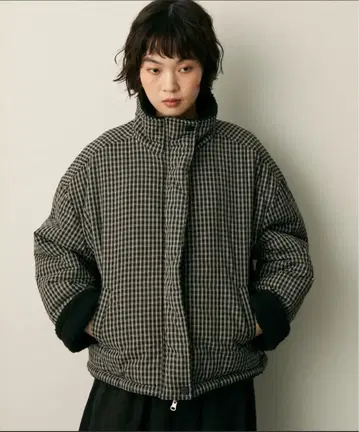 full/fill. 리버서블 체크 보아 퍼프 자켓