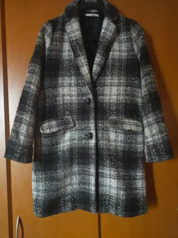 Olivedes 체크 무늬 그레이 체스터 코트 M 사이즈