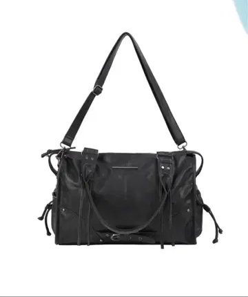 Belted Washed Leather Bag (BLACK)