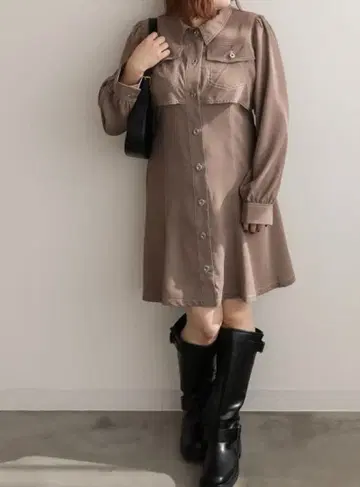 clette 배색 스티치 셔츠 튜닉