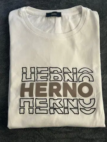 HERNO 화이트 로고 T셔츠 사이즈 50