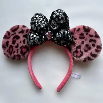 레오파드 무늬 귀 머리띠 리본 포함