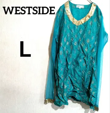 WESTSIDE 터콰이즈 긴팔 셔츠 [ L ]