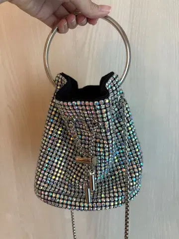 크리스탈 장식 버킷형 파티 백